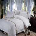 100% Cotton Tribute Silk Hotel Bedding Set with Pure White Color